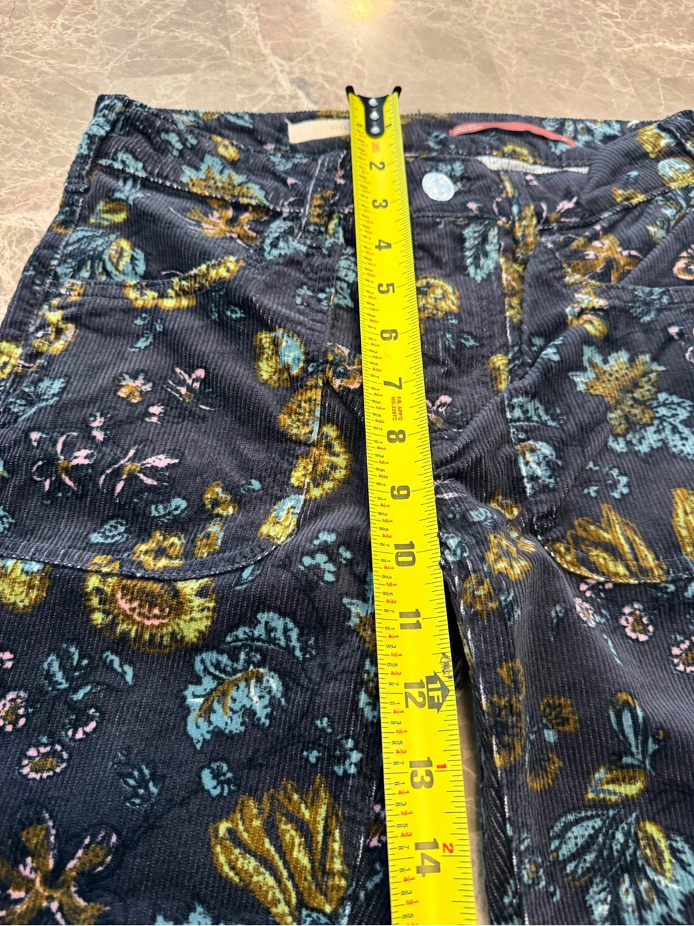 PILCRO ANTHROPOLOGIE The Icon Flare Low-Rise Corduroy Jeans Printed Floral 24 - Picture 7 of 16